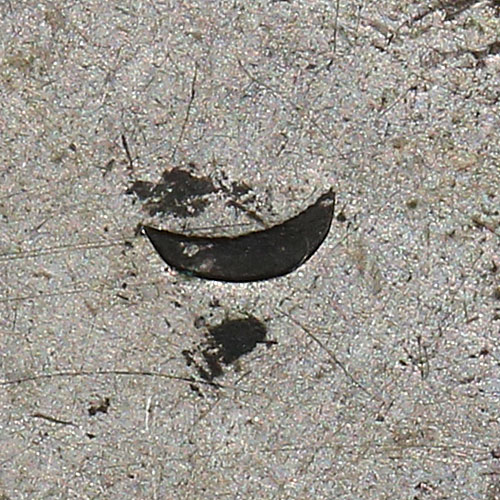 Small half-moon shaped chopmark