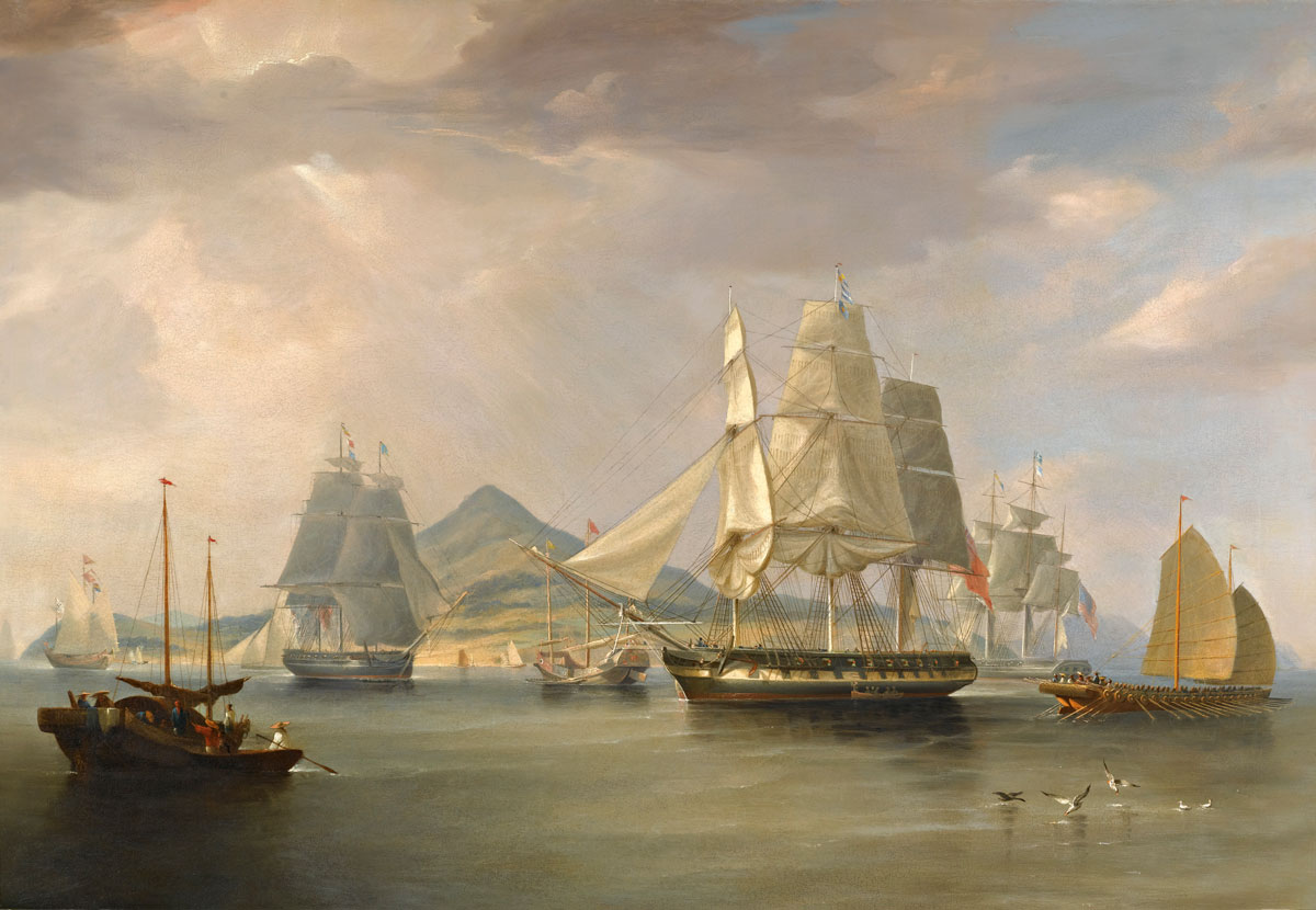 The opium ships at Lintin, China, William John Huggins, 1824